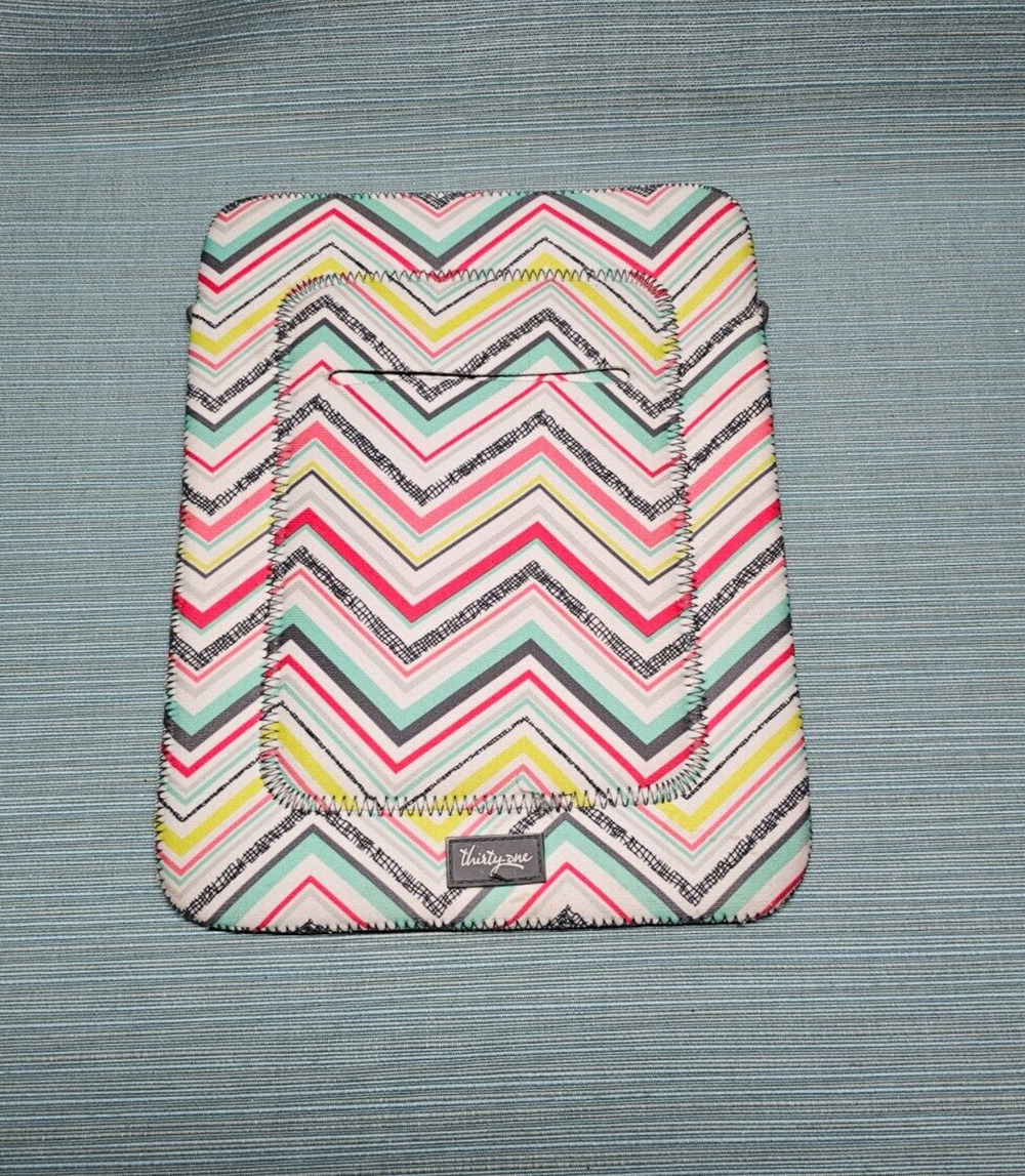 31 Thirty-One Tote-A-Tablet Sleeve Case Party Punch Chevron Neoprene